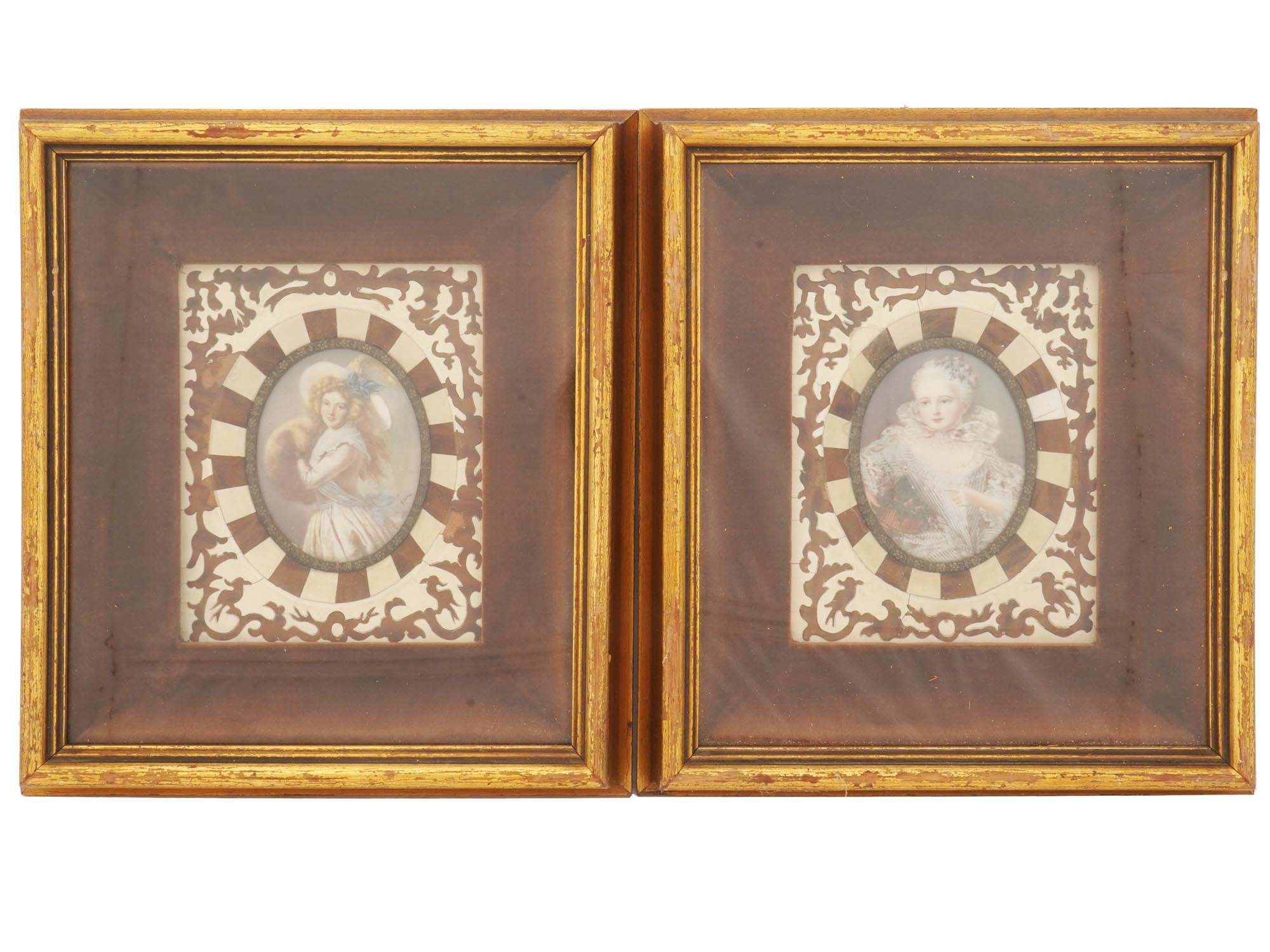 PAIR OF ANTIQUE FRENCH 1800S MINIATURE PAINTINGS PIC-0